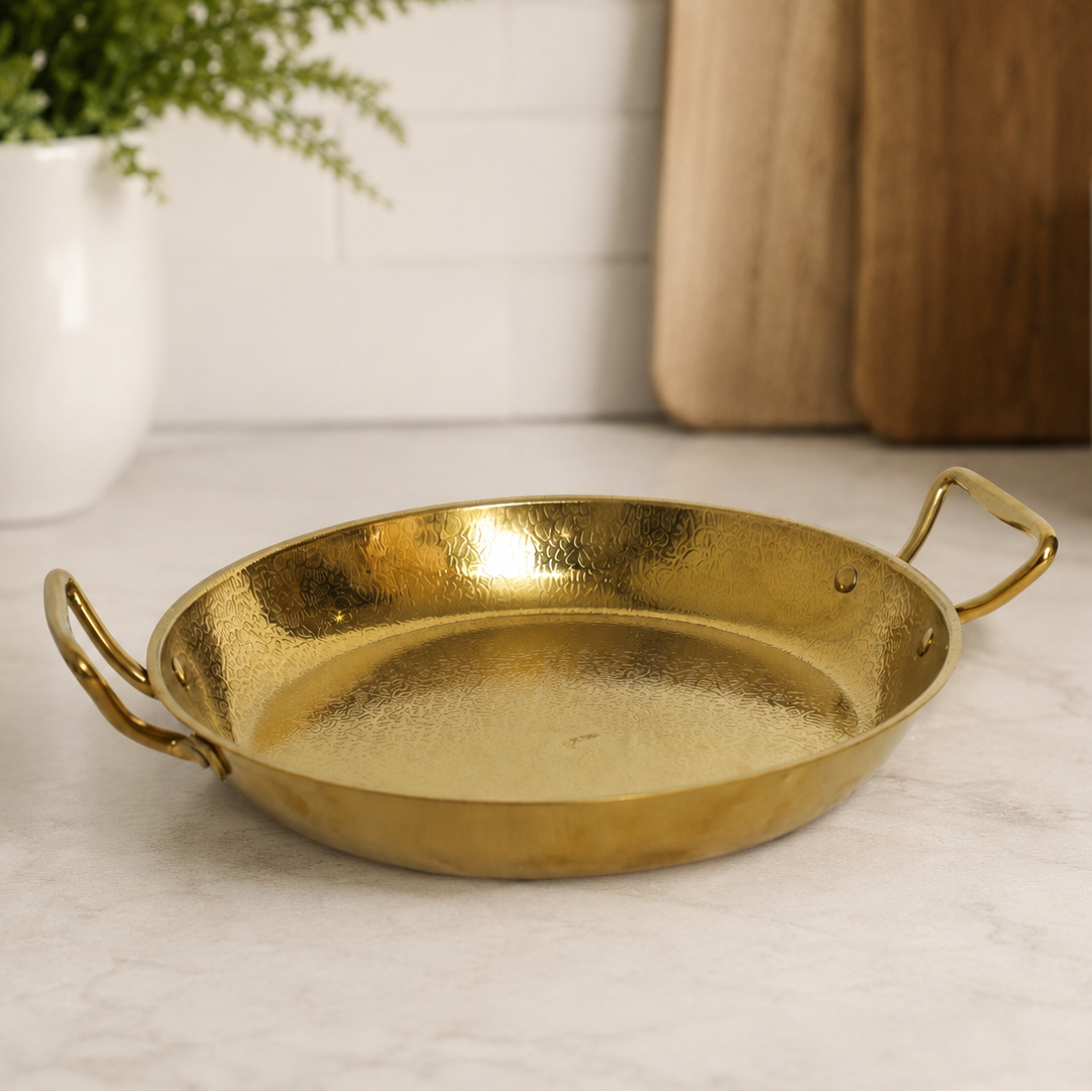 Spanish Golden Textured Paella Pan 26cm at Zubaidas Homestore 