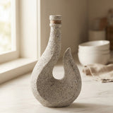 Speckled Ceramic Decorative Vase with Jute Rope Accent at Zubaidas Homestore