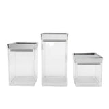 Square Acrylic Storage Jar 3Pcs Set With Silver Lid at Zubaidas Homestore Best for Homne Shopping Pakistan