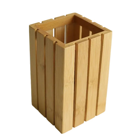 Square Bamboo Cutlery Holder Natural Wood at Zubaidas Homestore Pakistan