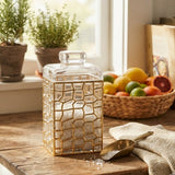 Square Geometric Pattern Acrylic Jar With Gold Trim at Zubaidas Homestore Pakistan