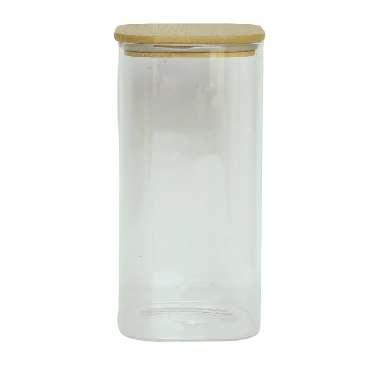 Square Glass Storage Jar Set of 4 with Bamboo Lids at Zubaidas Homestore Pakistan