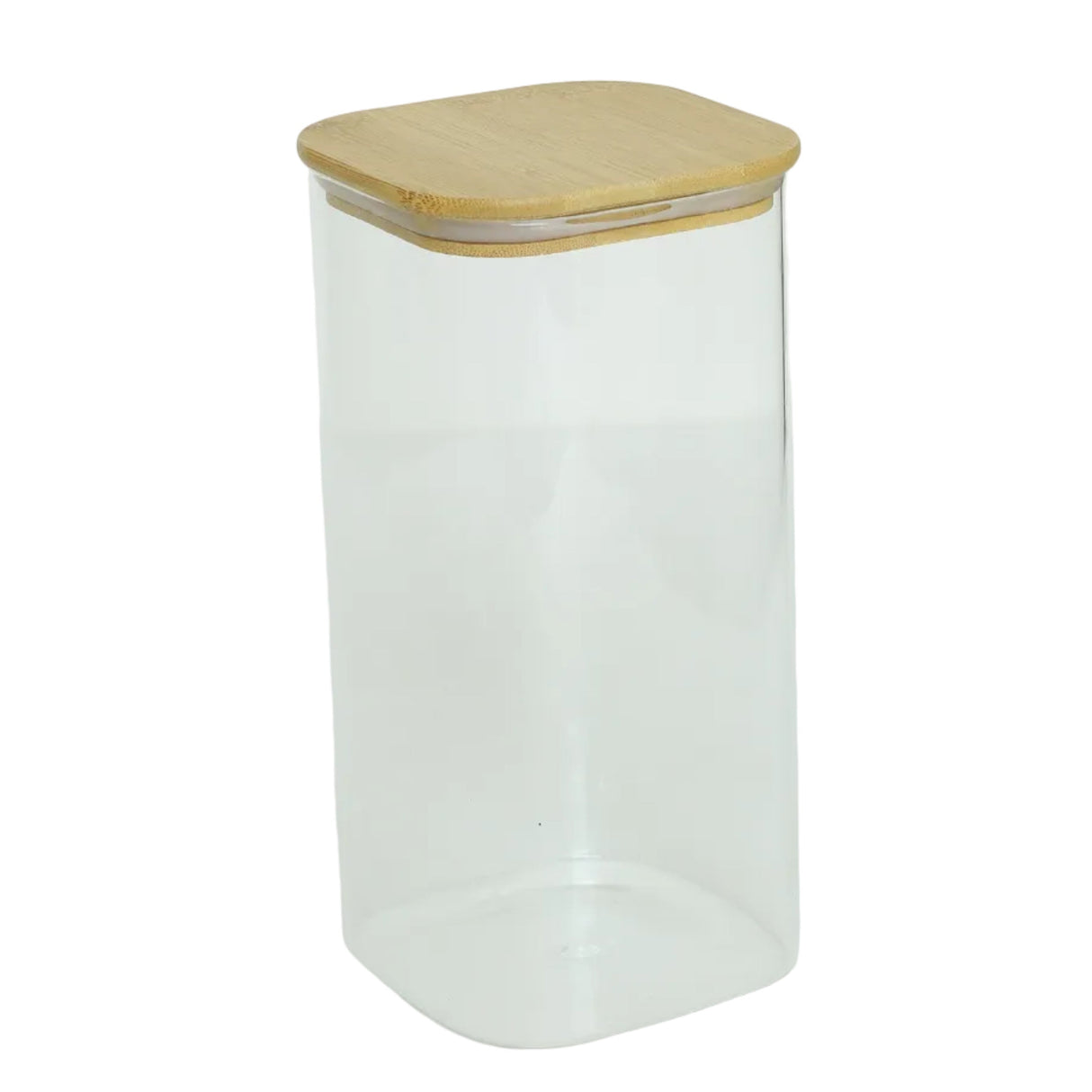 Square Glass Storage Jar Set of 4 with Bamboo Lids at Zubaidas Most Trusted Homestore in Pakistan