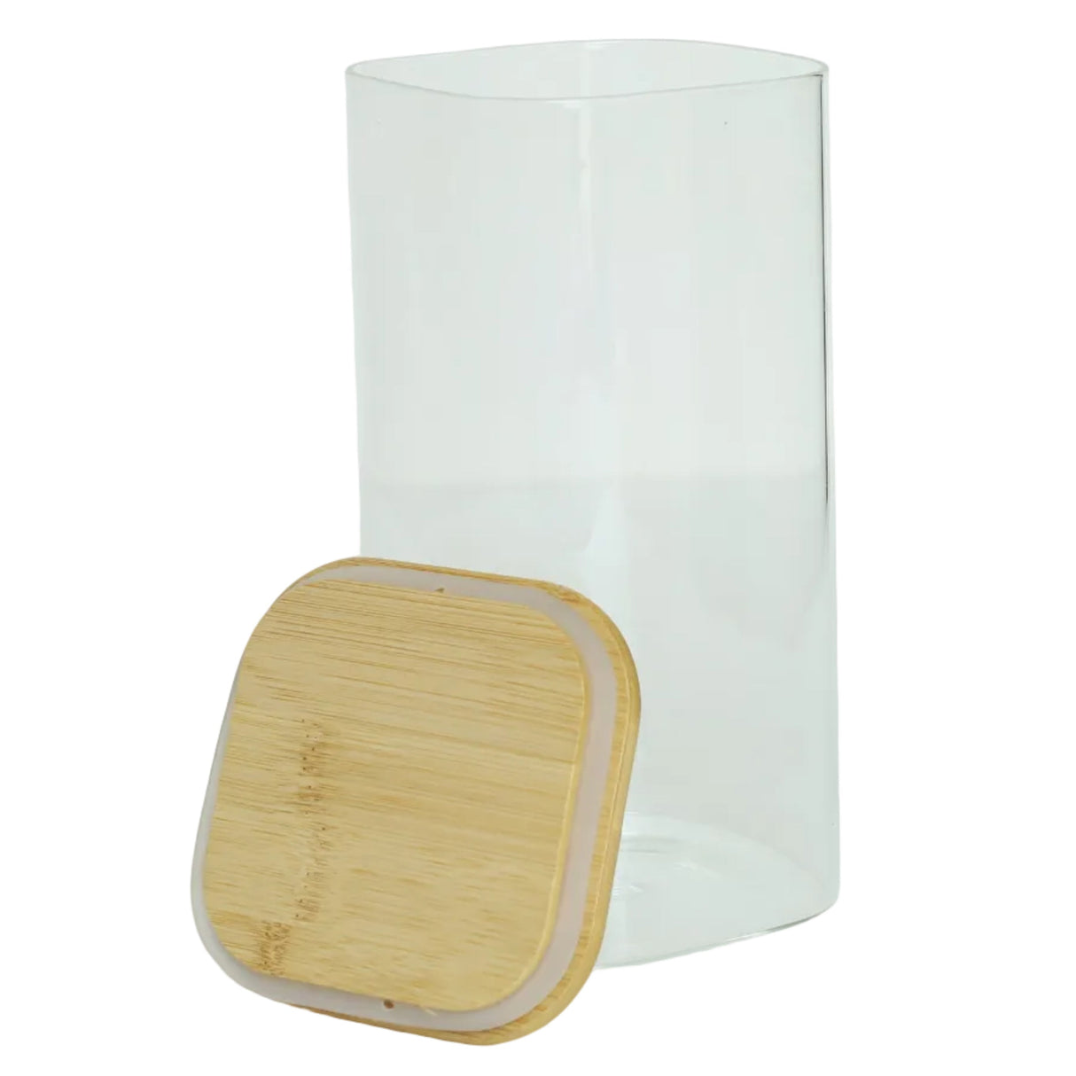 Square Glass Storage Jar Set of 4 with Bamboo Lids at Zubaidas Largest Homestore in Pakistan