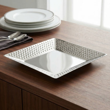 Square Hammered Serving Platter 22cm&nbsp;Silver at Zubaidas Homestore