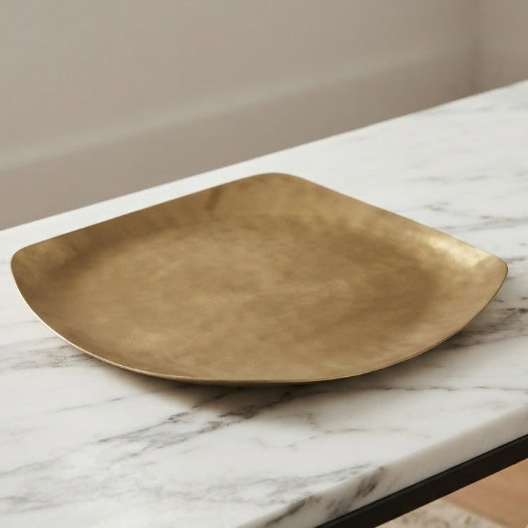 Square Plate Korean Style Golden 22.5cm at Zubaidas Homestore 