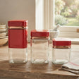 Square Storage Jar Set of 3 Red and Gold at Zubaidas Homestore Pakistan