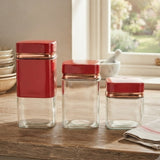 Square Storage Jar Set of 3 Red and Gold at Zubaidas Homestore Pakistan