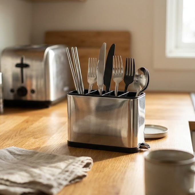Stainless Steel 4 Compartment Cutlery Bucket  at Zubaidas Homestore Best for home Shopping