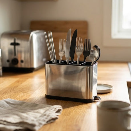 Stainless Steel 4 Compartment Cutlery Bucket  at Zubaidas Homestore Best for home Shopping