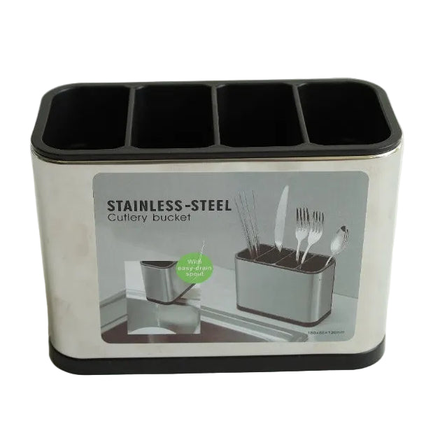 Stainless Steel 4 Compartment Cutlery Bucket  at Zubaidas Homestore Most famous Store in Pakistan