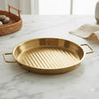 Steak Style Grill Platter 8.5 Inch Goldluxa Ribbed Golden at Zubaidas Homestore