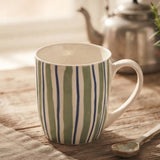 Striped Ceramic Coffee Mug Green And Blue 580ml at Zubaidas Homestore 