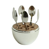 Sweet Spoon Holder Egg 6 Piece Set Silver at Zubaidas Homestore best for Home Shopping