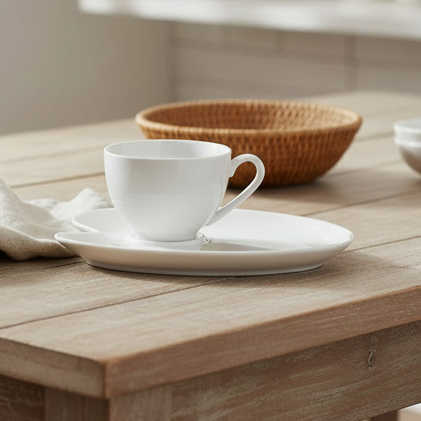 Symphony Ceramic Cup with Snack Platter White Zubaidas Homestore 