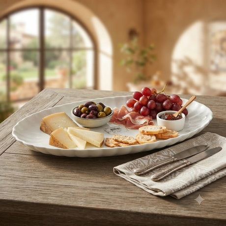 Symphony Groove Oval Serving Dish 32cm White at Zubaidas Homestore Pakistan