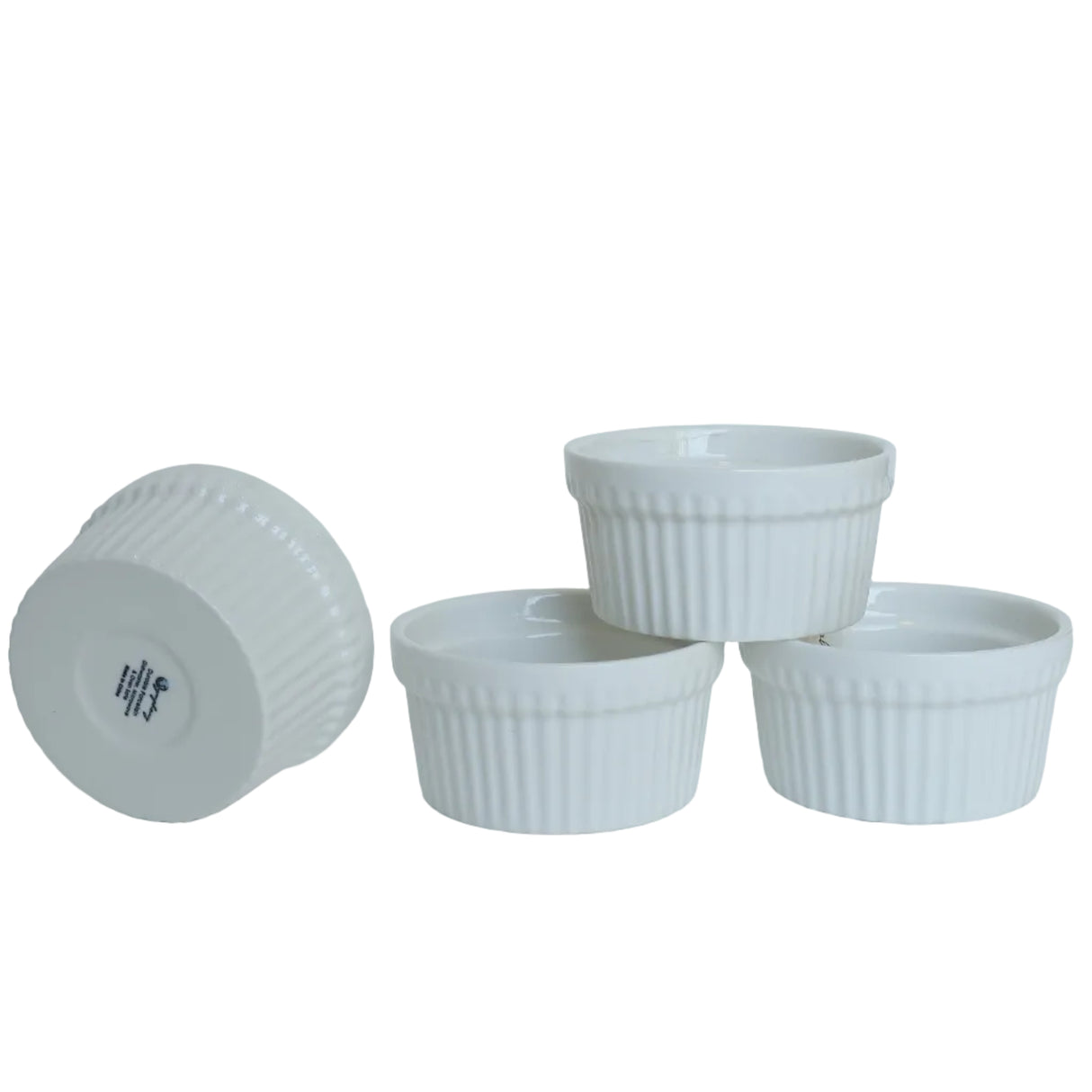 Symphony Ramekins Set 4PC Fluted Ceramic White Zubaidas Homestore Best for Home Shopping