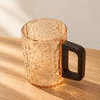 Textured Glass Mug with Wooden Handle Amber at Zubaidas Homestore 