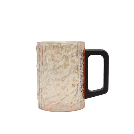 Textured Glass Mug with Wooden Handle Amber at Zubaidas Homestore Pakistan
