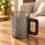 Textured Glass Mug with Wooden Handle Grey at Zubaidas Homestore 