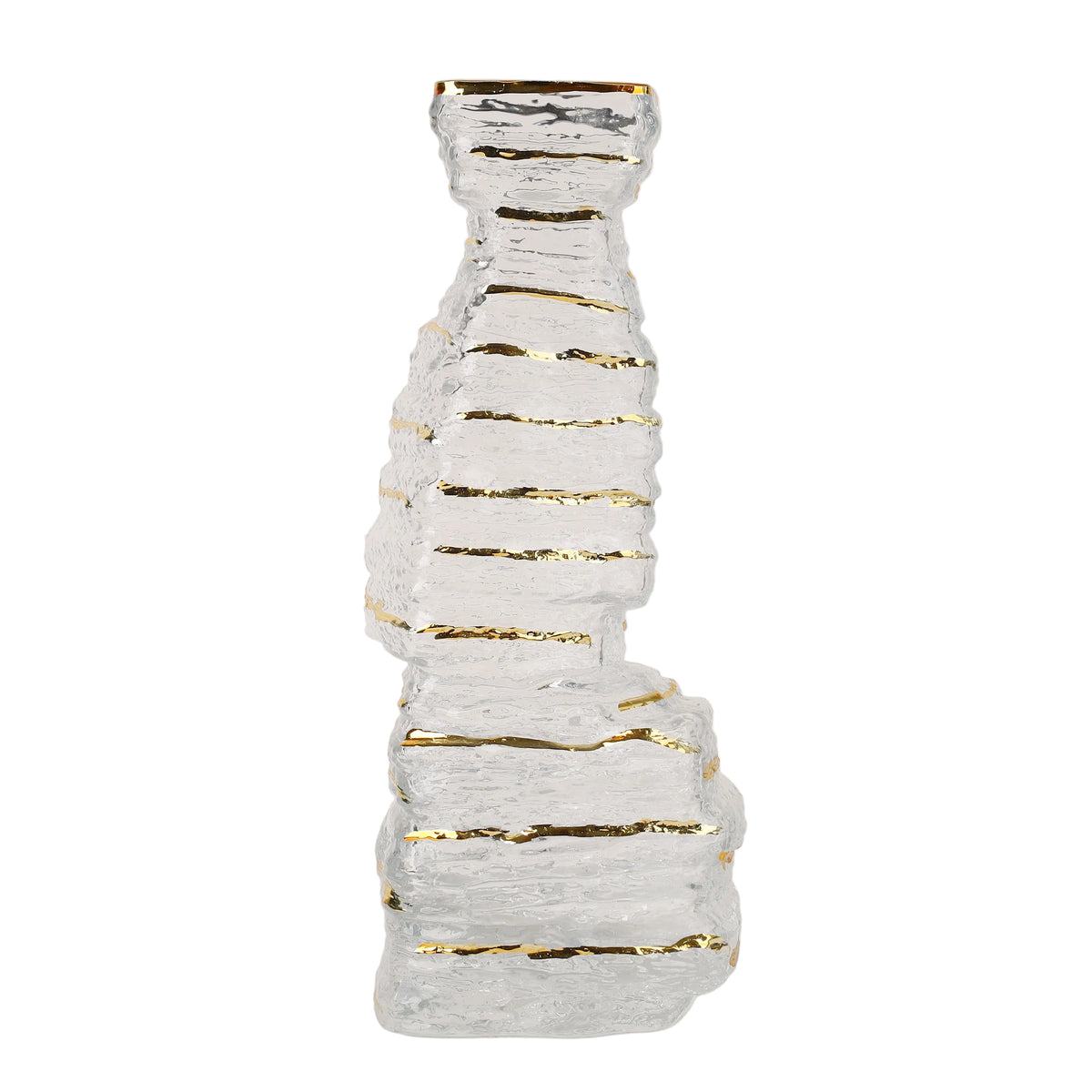 Textured Glass Vase Clear Gold at Zubaidas Homestore - The Largest Collection Of Decor in Pakistan