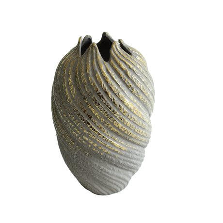 Textured Grey and Gold Spiral Ceramic Vase at Zubaidas Homestore Pakistan