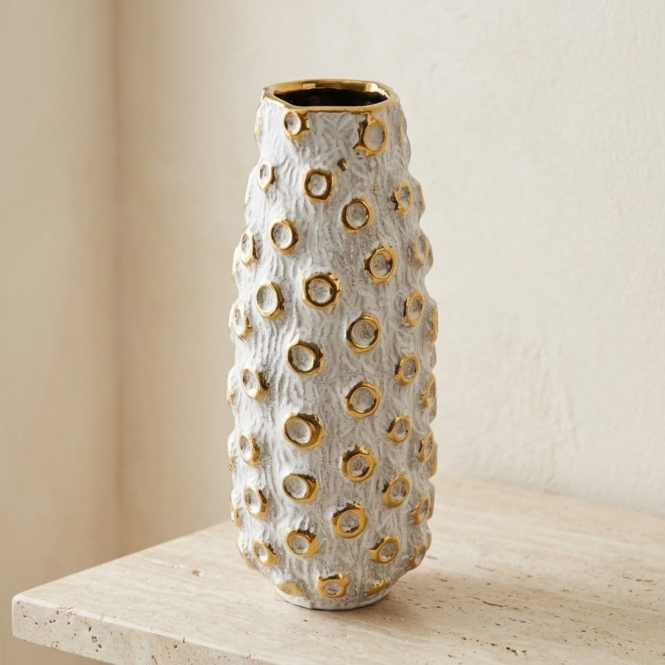 Textured Honeycomb Tall Ceramic Vase at Zubaidas Homestore