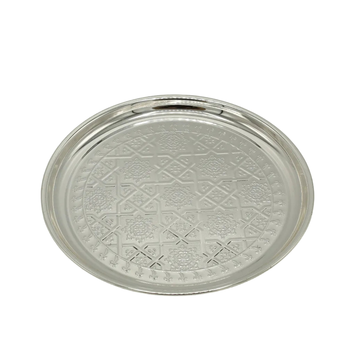 Traditional Swastika Flower Pattern Round Serving Tray 30cm at Zubaidas Homestore. Best Online Homestore in Pakistan