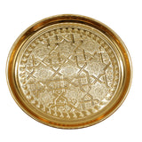 Traditional Swastika Flower Pattern Round Serving Tray 30cm Gold at Zubaidas Homestore Pakistan