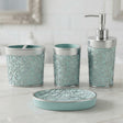 Turquoise Embossed Ceramic Bathroom Accessory Set at Zubaidas Homestore 