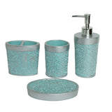 Turquoise Embossed Ceramic Bathroom Accessory Set at Zubaidas Homestore Pakistan