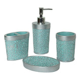 Turquoise Embossed Ceramic Bathroom Accessory Set at Zubaidas Best Homestore in Pakistan