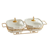 Twin Rectangular Ceramic Casserole With Gold Stand 33cm Zubaidas Homestore Pakistan