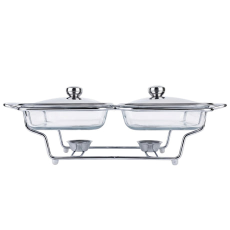 Twin Rectangular Chafing Dish With Silver Candle Stand 1.5L at Zubaidas Homestore Pakistan