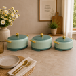 Two-Tone Green Hot Pot Set With Gold Handles at Zubaidas Homestore Pakistan