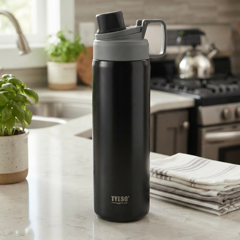 Tyeso Vibrant Vacuum Insulated Sports Bottle Black 900ml at Zubaidas Homestore