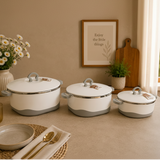 Versatile 3 Piece White And Grey Hot Pot Set at Zubaidas Homestore Pakistan