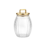 Vertical Pattern Glass Storage Jar 3Pcs Set With Gold Lid at Zubaidas Homestore Online Pakistan