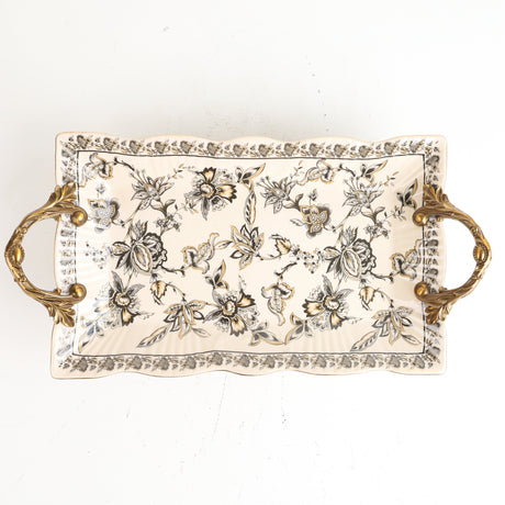Vintage High end Serving Tray Floral Ceramic at Zubaidas Homestore Pakistan