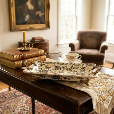 Vintage High end Serving Tray Floral Ceramic at Zubaidas Homestore Best for Home Shopping 