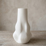 Wavy Ribbed Ceramic Vase White at Zubaidas Homestore