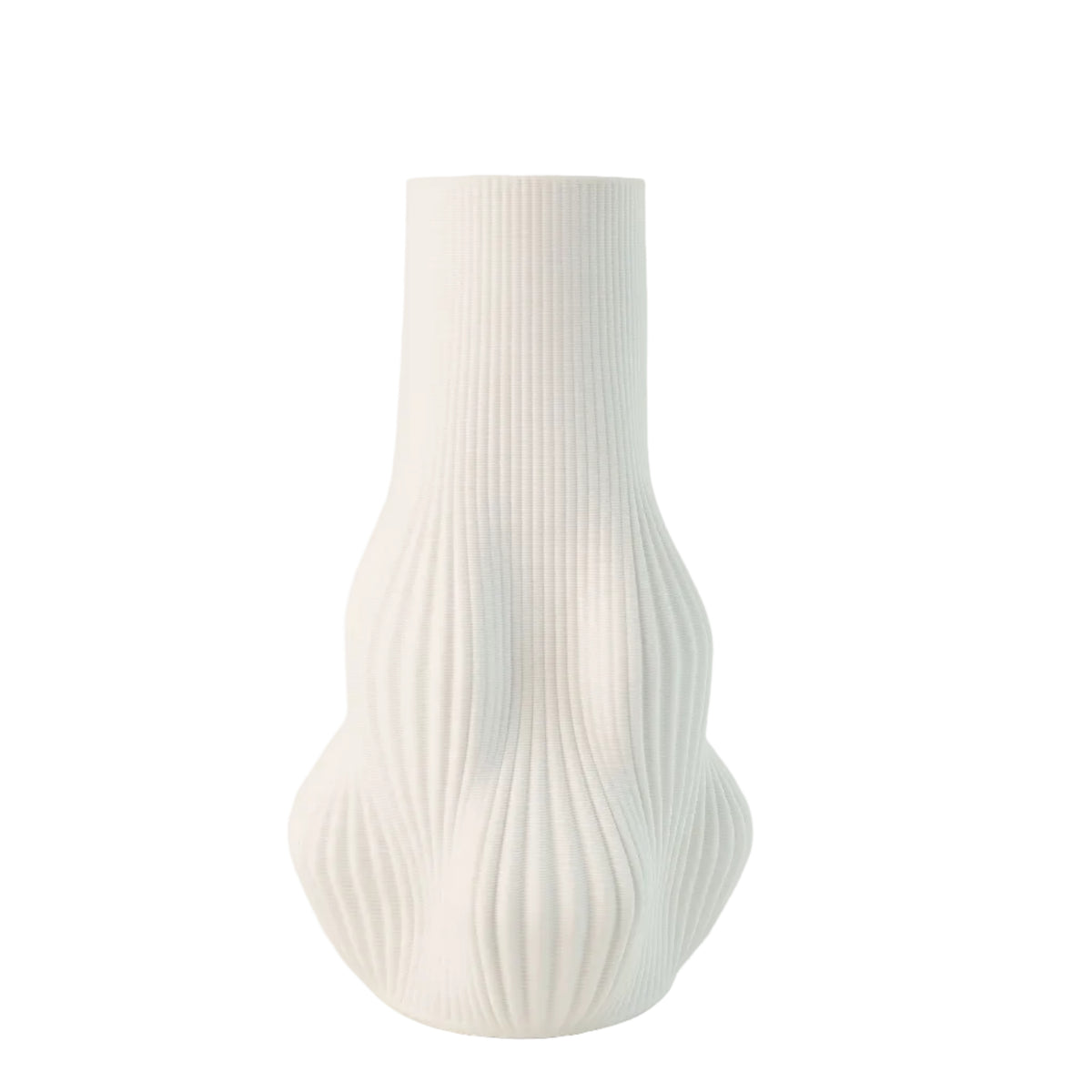 Wavy Ribbed Ceramic Vase White at Zubaidas Homestore - The Largest Collection of Decor In Pakistan