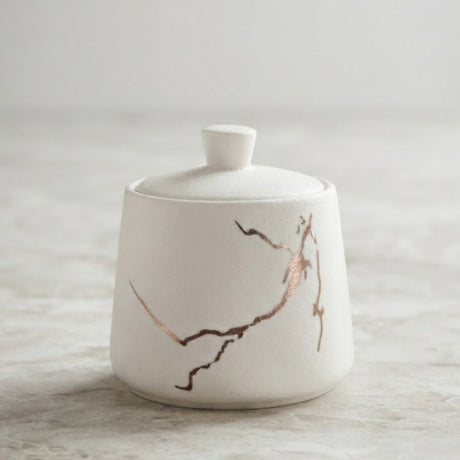 White Marble Ceramic Sugar Pot 9.5cm at Zubaidas Homestore