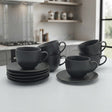 Winsor England Cup and Saucer 6 Pieces Set 16cm Black at Zubaidas Homestore