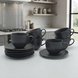 Winsor England Cup and Saucer 6 Pieces Set 16cm Black at Zubaidas Homestore