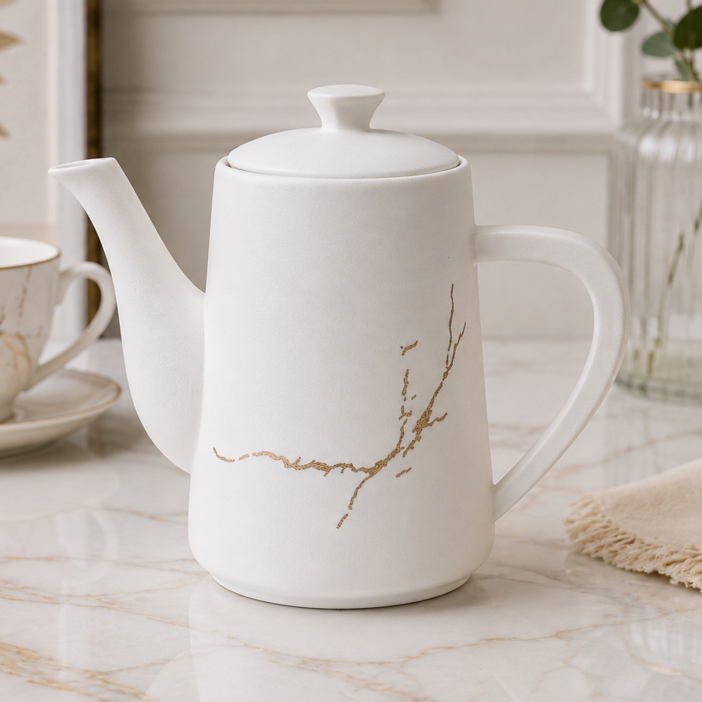 Winsor England White Marble Ceramic Tea Pot at Zubaidas Homestore