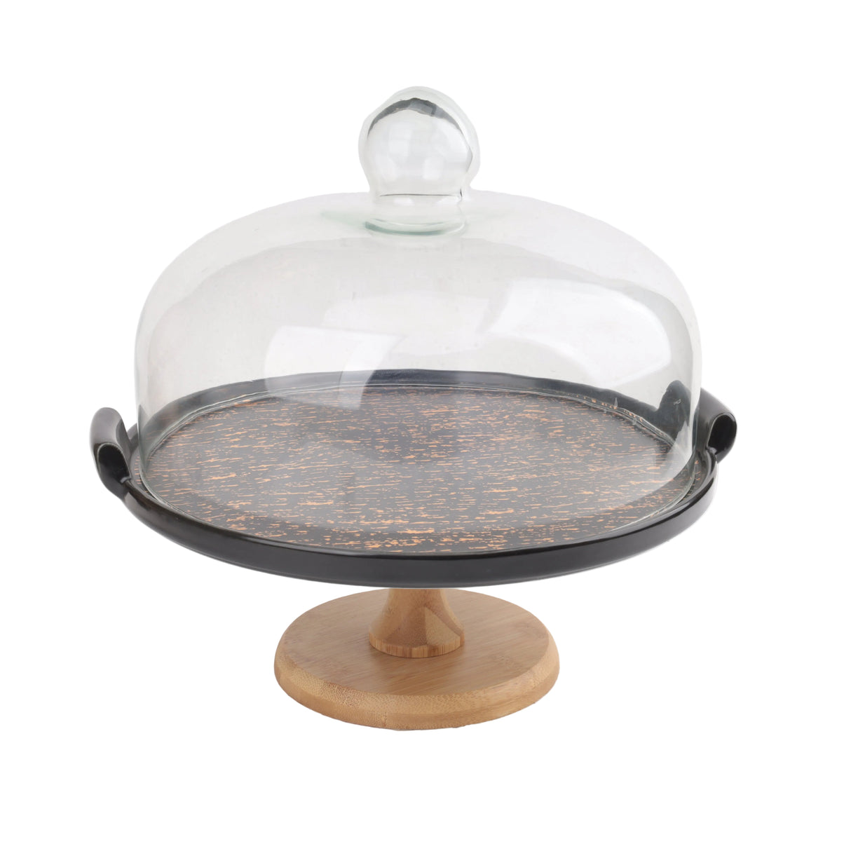 Wooden Base Cake Stand with Glass Dome at Zubaidas Homestore Pakistan