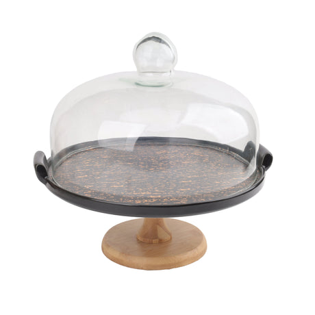 Wooden Base Cake Stand with Glass Dome at Zubaidas Homestore Pakistan