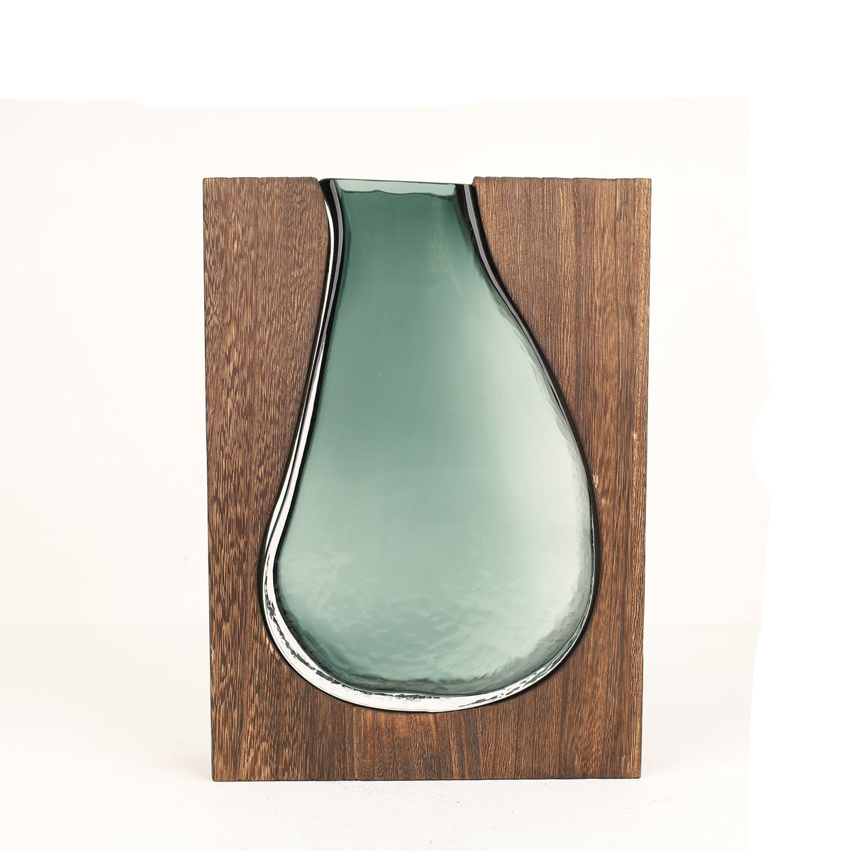 Wooden Encased Sage Glass Vase at Zubaidas Homestore Pakistan