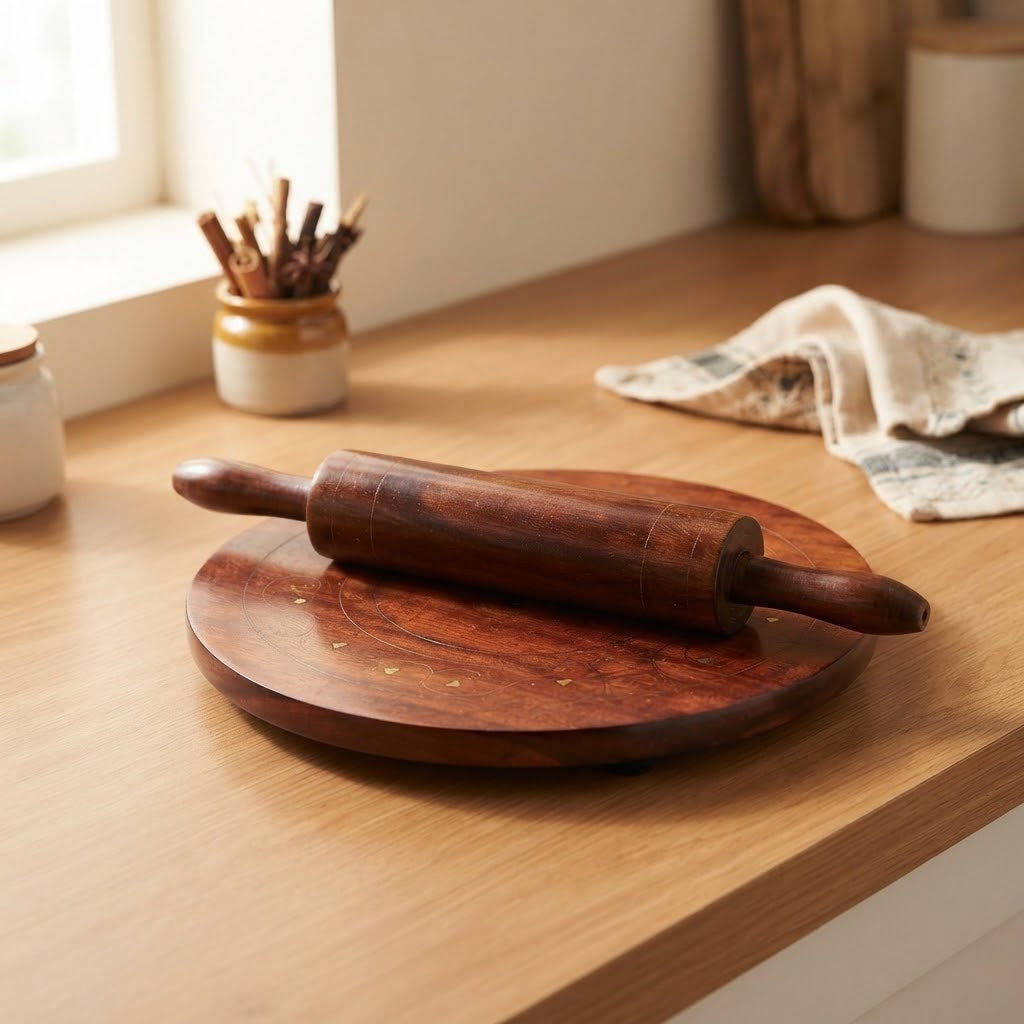Wooden Rolling Pin and Rolling Board 2 Pieces Set at Zubaidas Homestore 